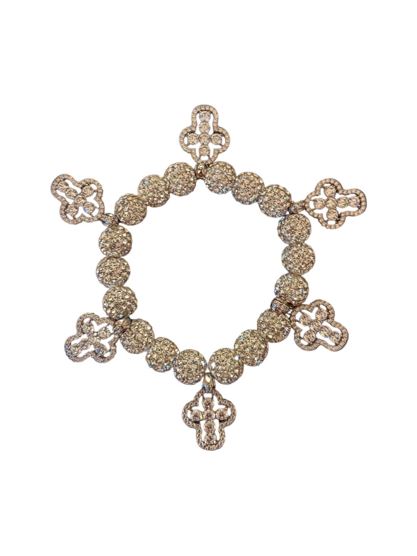 UNISEX BRACELET-white beads/crosses