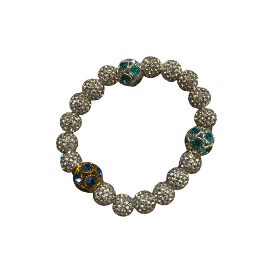 UNISEX BRACELET-white/blue rhinestones