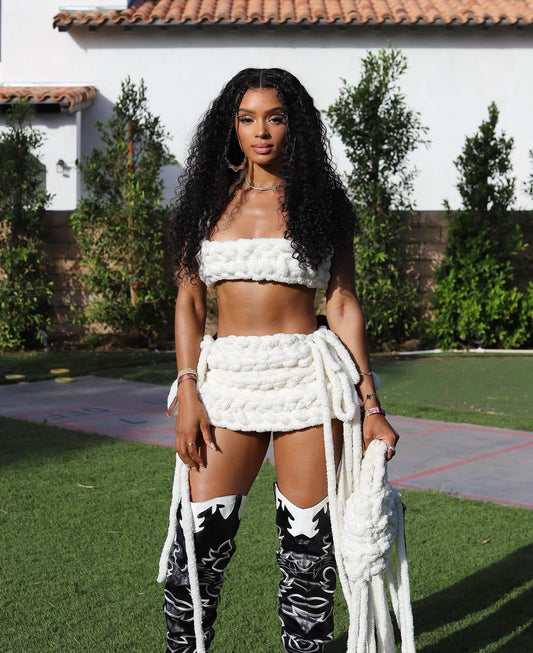 “DYLAN” All White or All Black Crochet Skirt