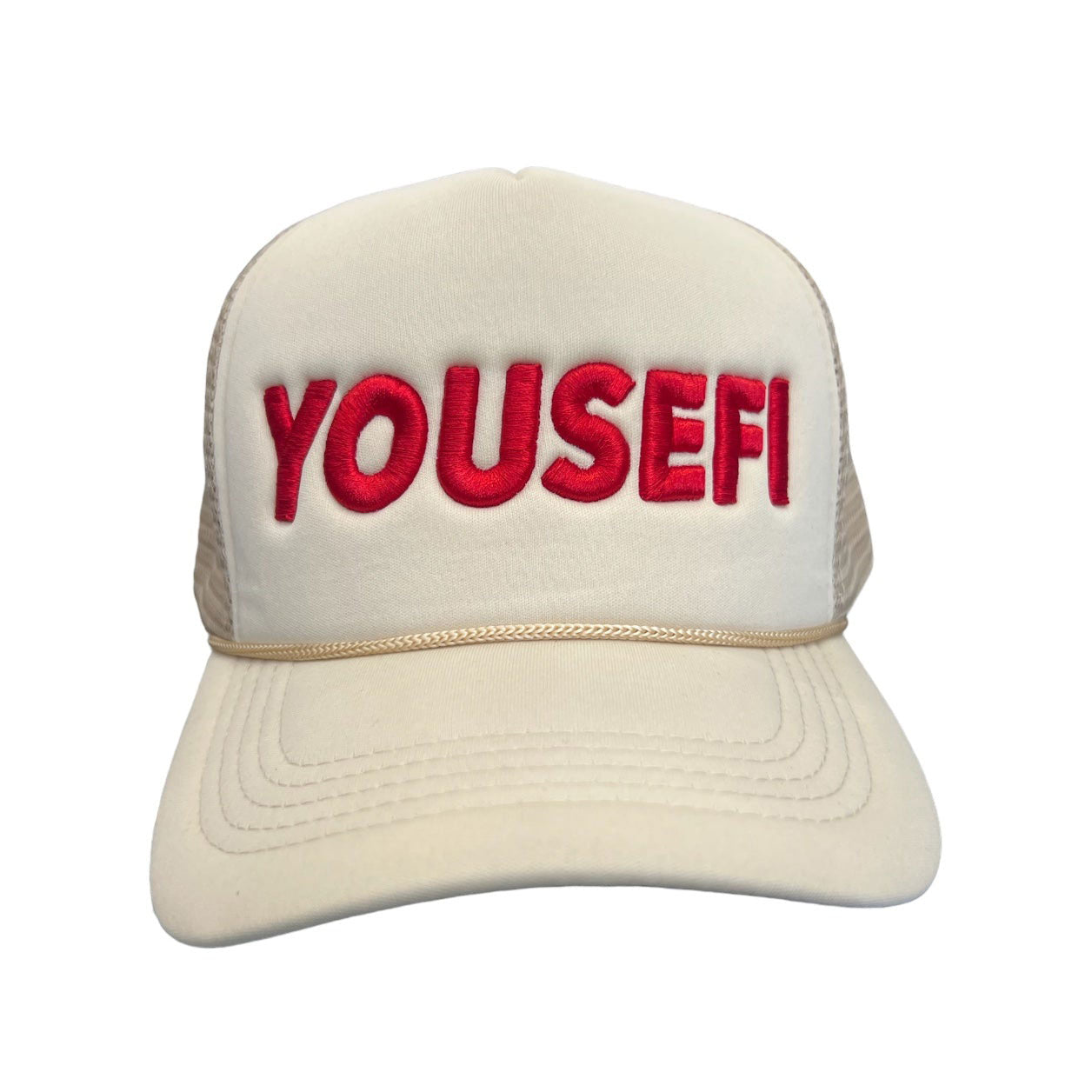 YOUSEFI BEIGE/RED PUFF CAP